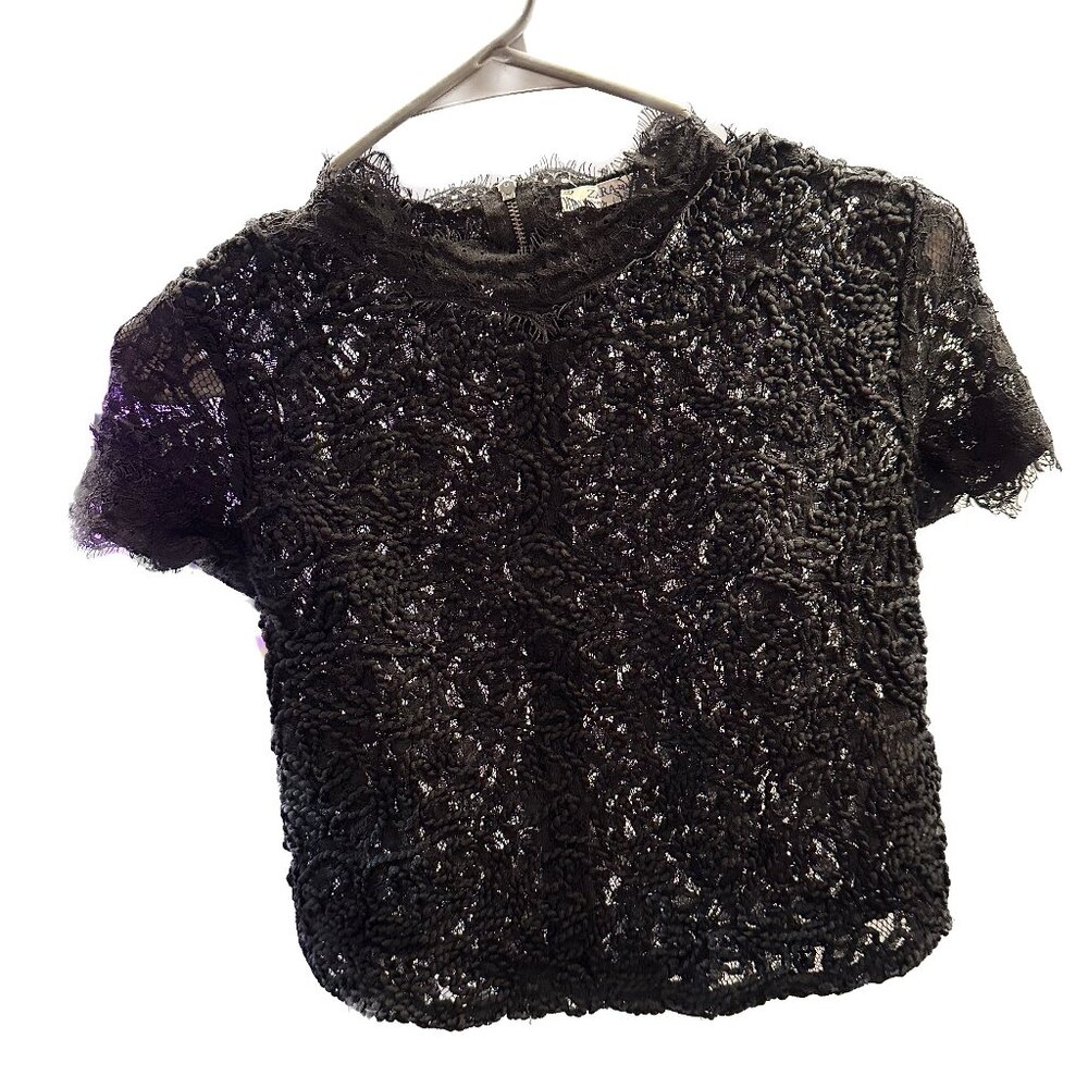 Zara Zip-Back Black Lace Top (Size S)